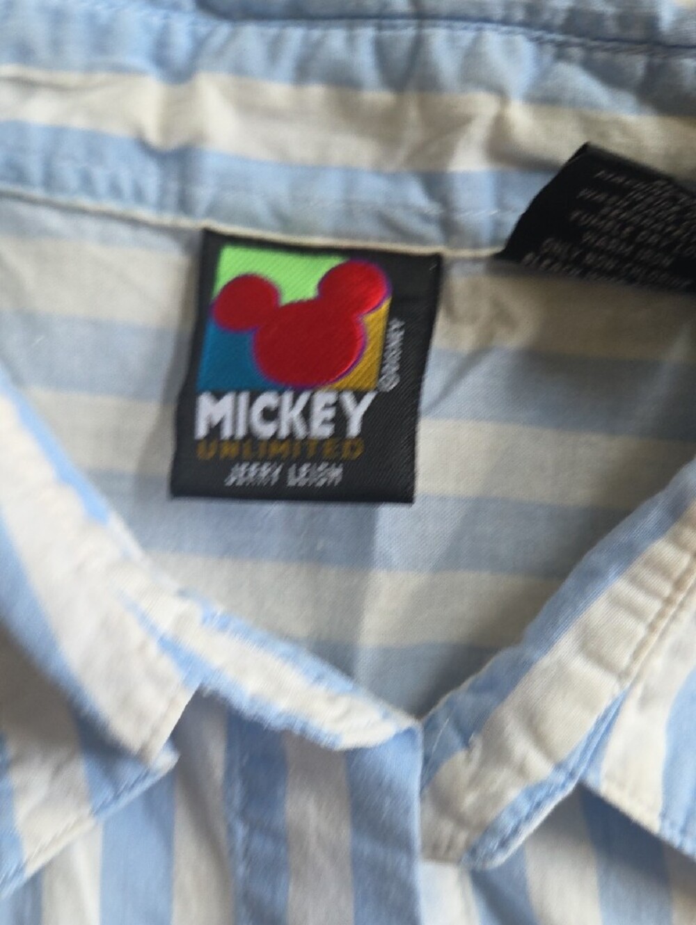 Mickey Mouse Blue & White Striped Sleeveless Button-Up Shirt - Picture 4 of 6
